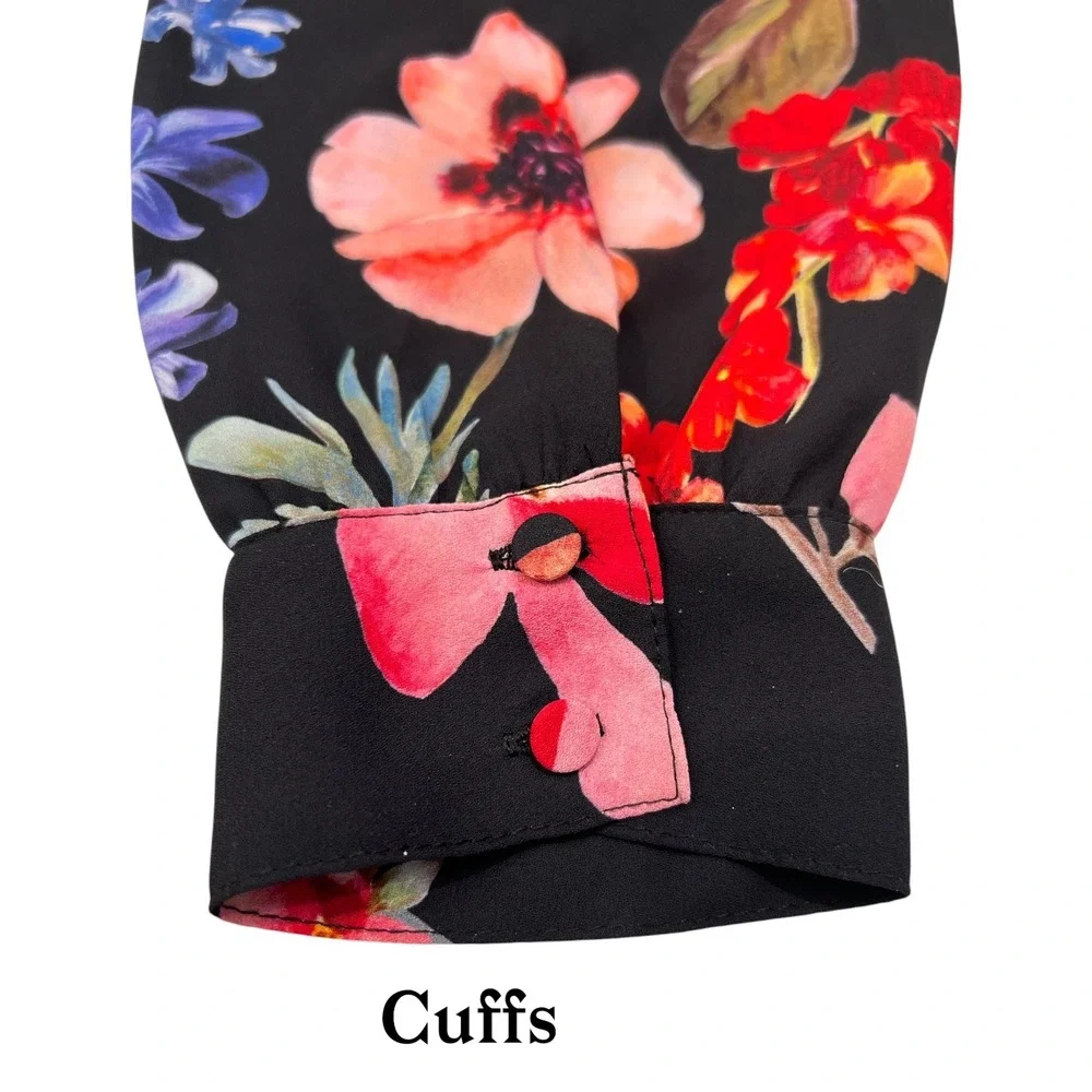 J.Crew Botanical Bloom Tie Neck Dress Size 4 Dark Floral Romantic Cottagecore